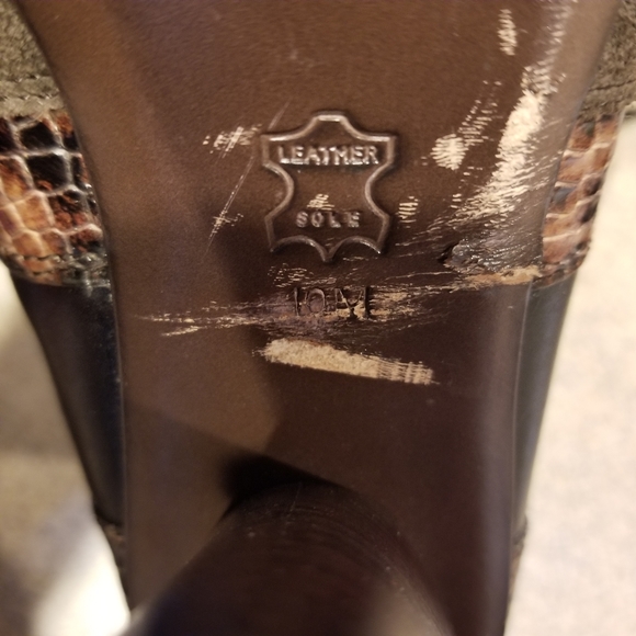 Tory Burch Size 10 Renault Suede and Leather Snakeskin Embossed Ankle Boots - Picture 6 of 7